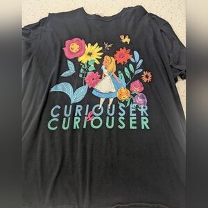 Disney Black Alice in Wonderland 'Curiouser & Curiouser' Floral Graphic Tee